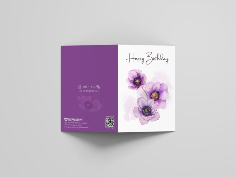 Happy Birthday – Purple Bloom Greeting Card
