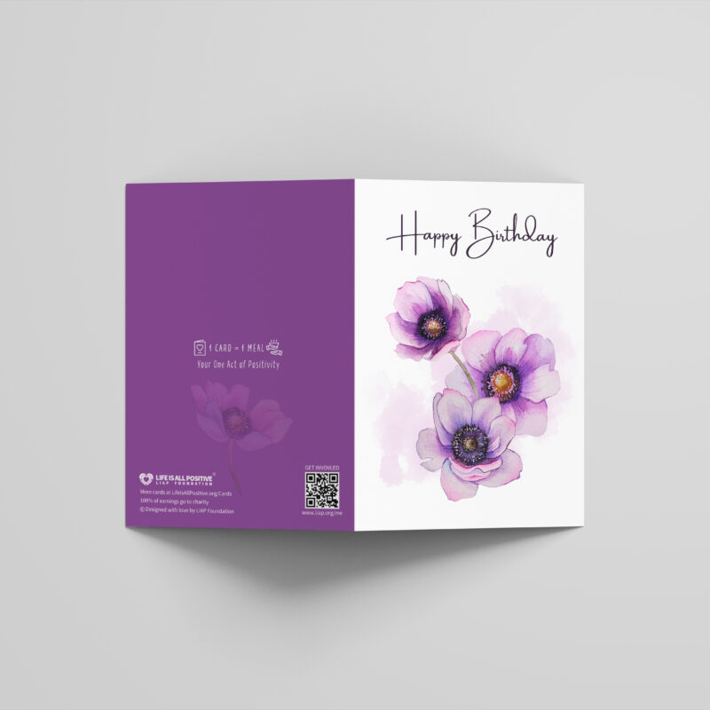 Happy Birthday – Purple Bloom Greeting Card